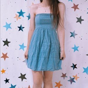Light Blue Strapless Summer Sweet Dress